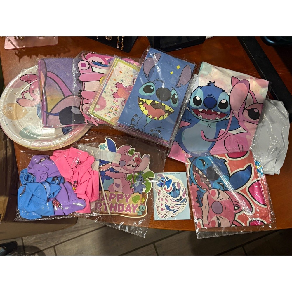 11 piece/  Stitch & Angel Birthday Party Supply Kit w/ Balloons & Banner